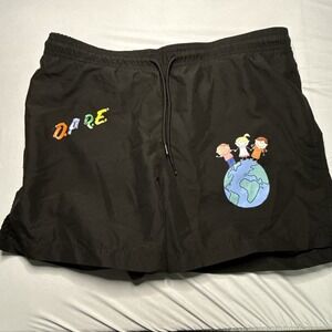 D.A.R.E Swim Shorts Black Drawstring Keeping Kids Off Drugs Unisex S/M DARE